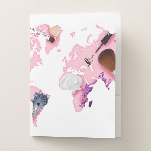 Pastel Comestics World Map Pocket Folder