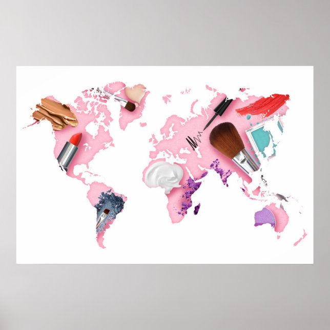 Pastel Comestics World Map Poster (Front)