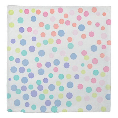 Pastel confetti dots on grey duvet cover