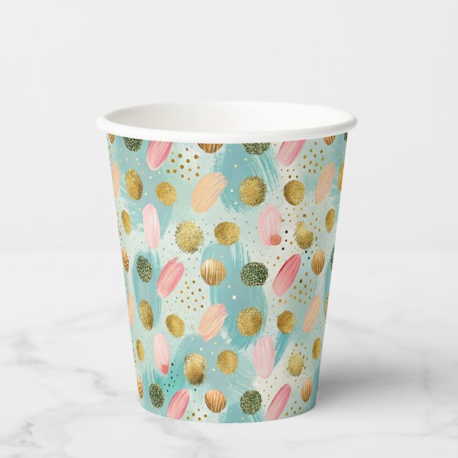 Pastel Confetti Glitter Abstract Pattern (2) Paper Cups (Front)