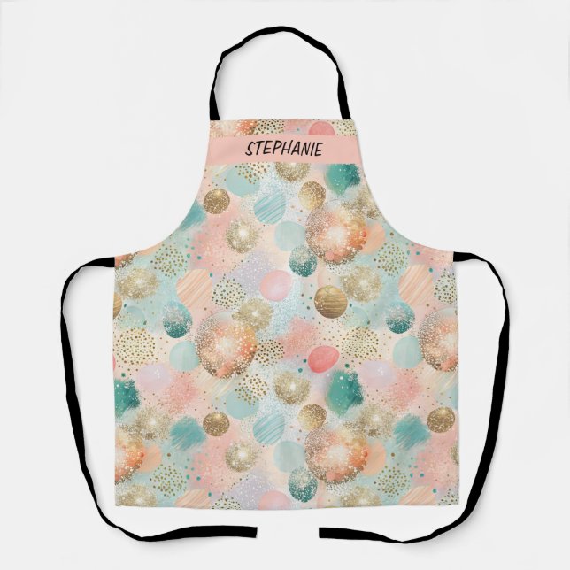 Pastel Confetti Glitter Abstract Pattern Apron (Front)