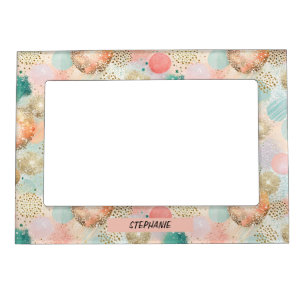 Pastel Confetti Glitter Abstract Pattern Magnetic Frame