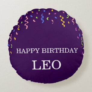 Pastel Confetti Happy Birthday Gift Round Pillow