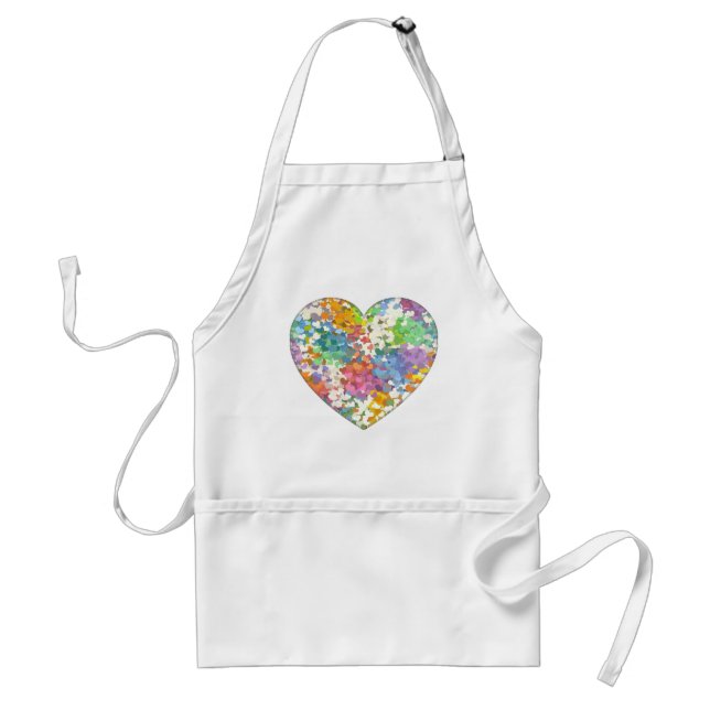 Pastel Confetti Hearts Adult Apron (Front)
