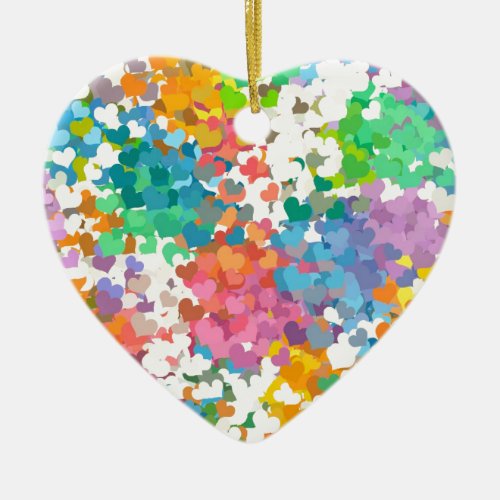 Pastel Confetti Hearts Ceramic Ornament