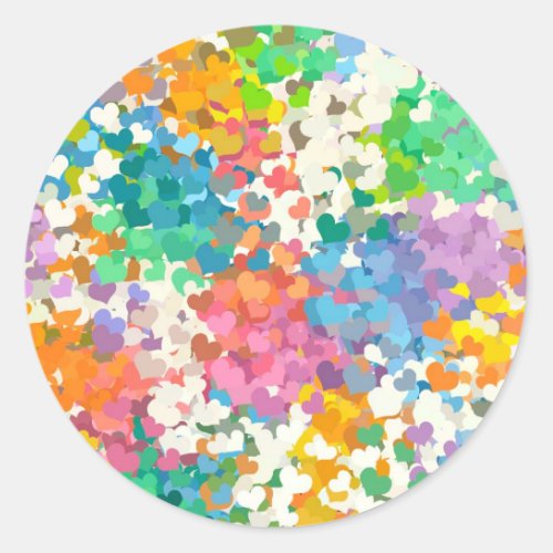 Pastel Confetti Hearts Classic Round Sticker