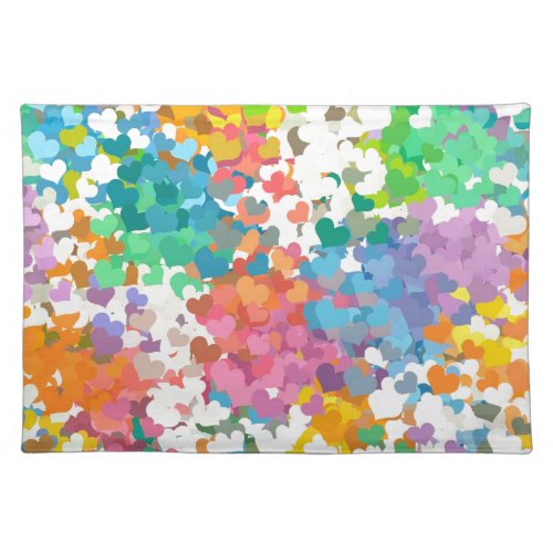 Pastel Confetti Hearts Cloth Placemat