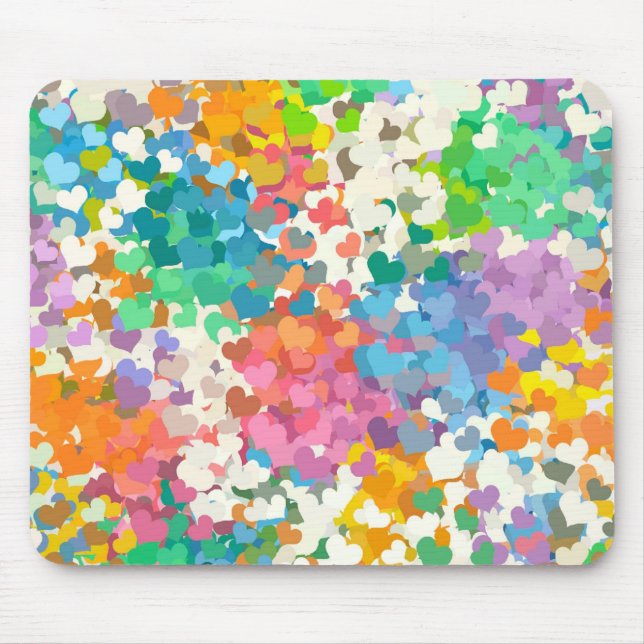 Pastel Confetti Hearts Mouse Pad (Front)