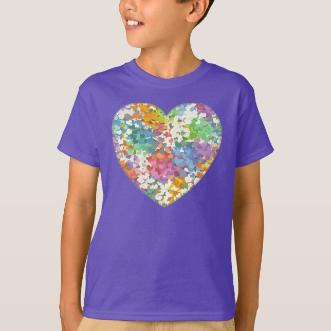 Pastel Confetti Hearts Purple T-Shirt (Front)