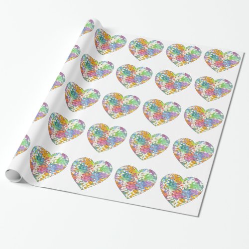 Pastel Confetti Hearts Wrapping Paper