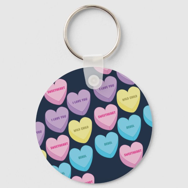 Pastel Conversation Hearts Keychain (Front)