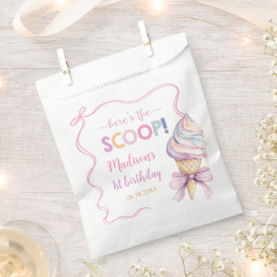 Pastel Coquette Ice Cream Girls Birthday Favor Bag