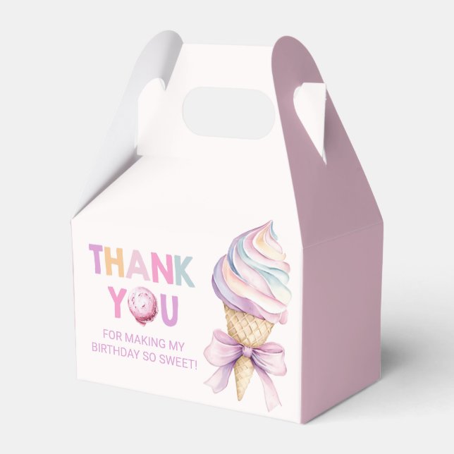 Pastel Coquette Ice Cream Girls Birthday Favor Boxes (Front Side)