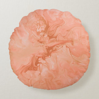 PASTEL CORAL ABSTRACT ILLUSTRATION ROUND PILLOW
