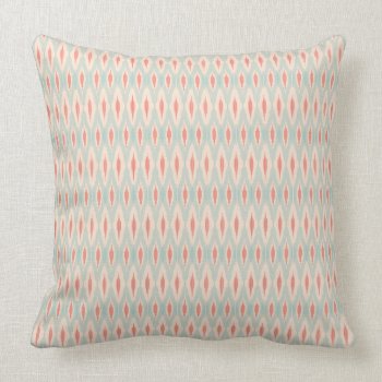 Pastel Coral And Aqua Ikat Pattern Throw Pillow by Home_Suite_Home at Zazzle