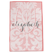 Pastel Coral and Gray Damask Suite for Women Medium Gift Bag (Front)