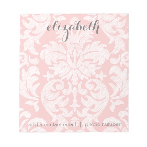 Pastel Coral and Gray Damask Suite for Women Notepad