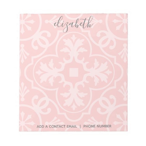 Pastel Coral and Gray Farmhouse Tile for Women Notepad