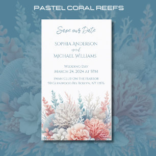 Pastel Coral- Beach Wedding-Save the Date- Business Card