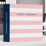 Pastel Coral Pink and White Stripes with Blue Side 3 Ring Binder<br><div class="desc">This preppy binder features pastel coral pink and white stripes pattern on the front and back with a blue color side. Personalize it by replacing the placeholder text in the template to add your information. For more options such as to change the font, text size/color and the spacing between letters...</div>
