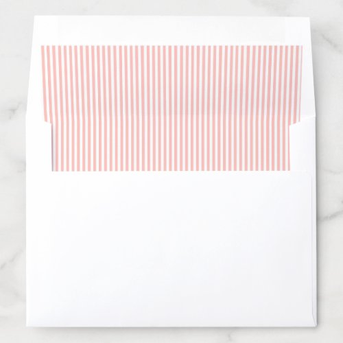 Pastel Coral Pink Striped Wedding Envelope Liner