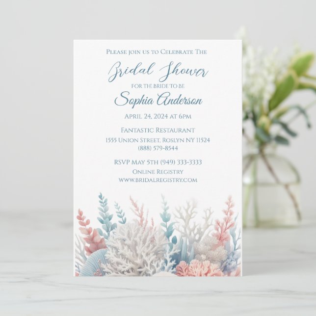 Pastel Coral Reef- Bridal Shower- Invitation (Standing Front)