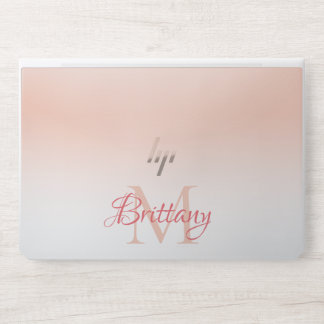 Pastel Coral White Ombre Monogrammed HP Laptop Skin