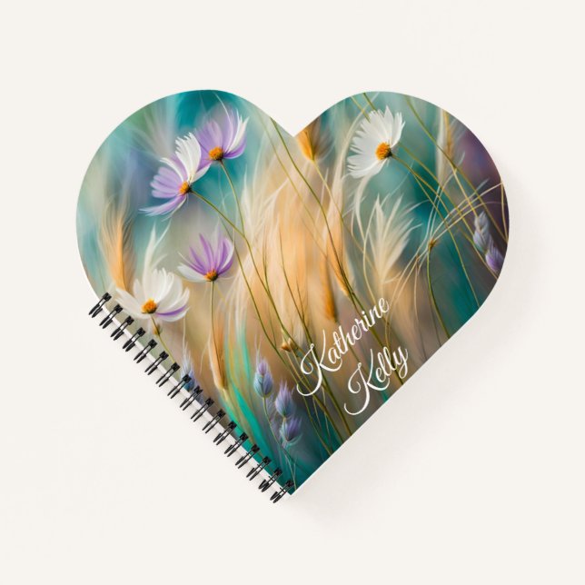 Pastel Cosmos and Grasses, Whispers of Nature Notebook (Front)