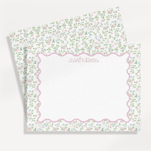 Pastel Cottage Floral Wavy Frame Note Card