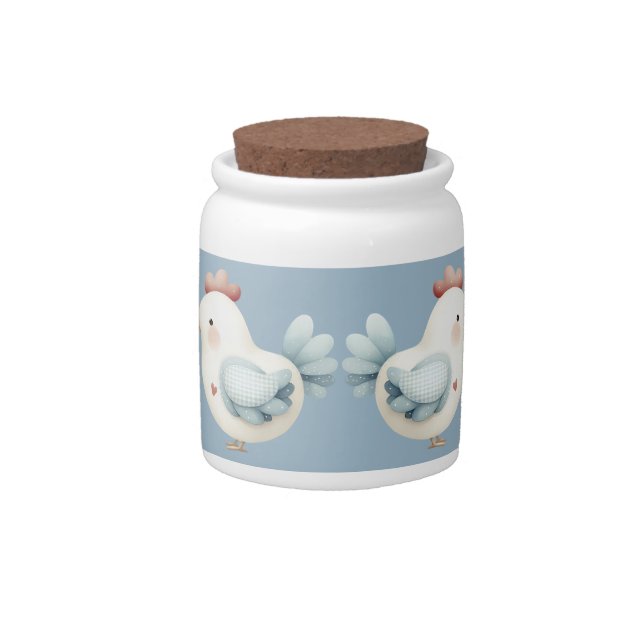 Pastel Cottagecore Chicken Candy Jar (Front)