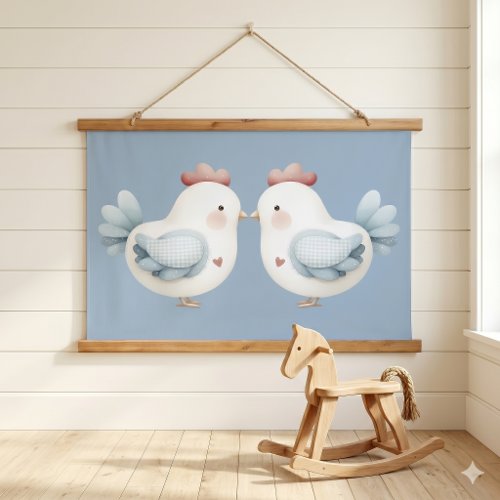 Pastel Cottagecore Chicken Hanging Tapestry