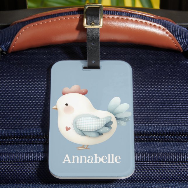 Pastel Cottagecore Chicken Luggage Tag (Front Insitu 2)