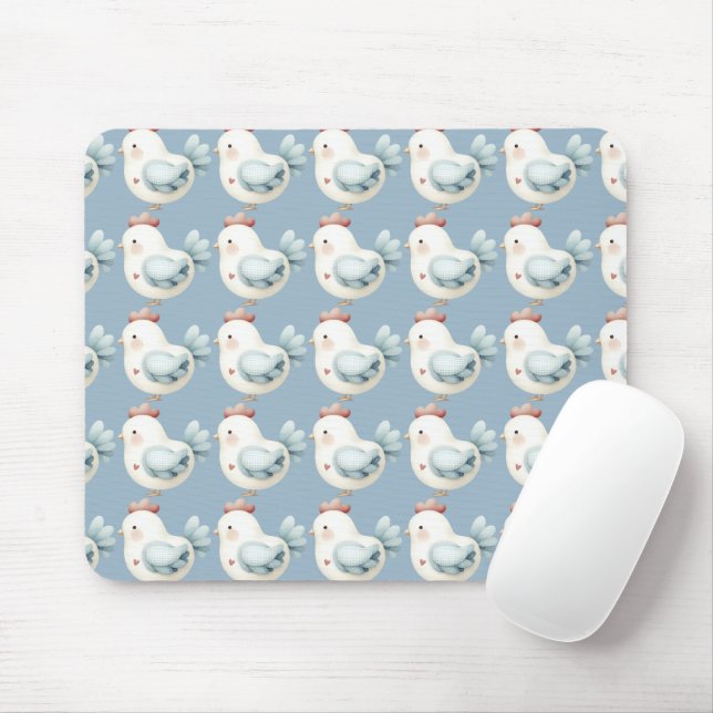Pastel Cottagecore Chicken Mouse Pad (With Mouse)
