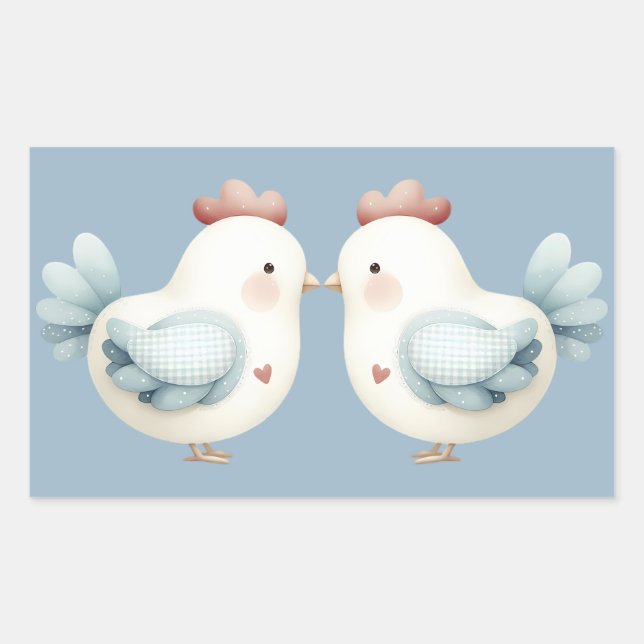 Pastel Cottagecore Chicken Rectangular Sticker (Front)