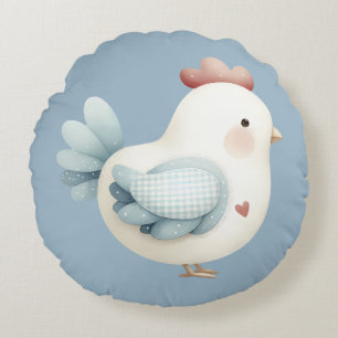 Pastel Cottagecore Chicken Round Pillow