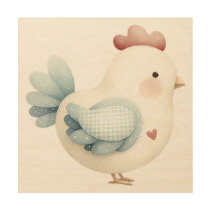 Pastel Cottagecore Chicken Wood Wall Art