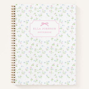 Pastel cottagecore floral spiral notebook