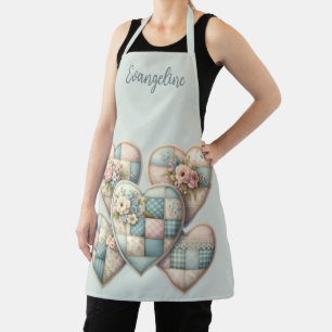 Pastel Cottagecore Patchwork Hearts Apron