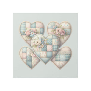 Pastel Cottagecore Patchwork Hearts Gallery Wrap