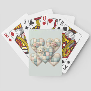 Pastel Cottagecore Patchwork Hearts Poker Cards