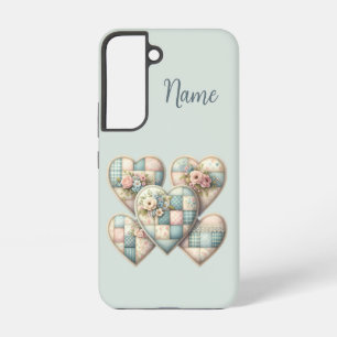 Pastel Cottagecore Patchwork Hearts Samsung Galaxy S22 Case
