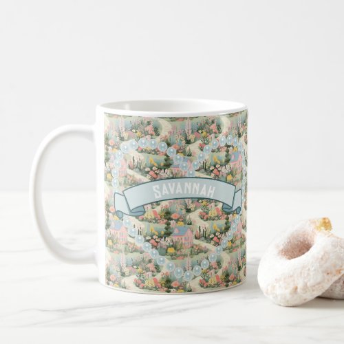 Pastel Cottagecore Pearl Heart Personalized Coffee Mug