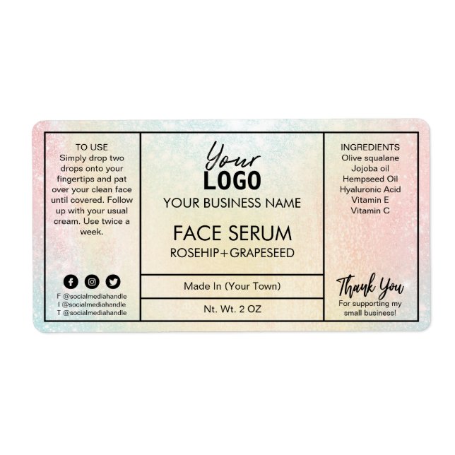 Pastel Cotton Candy Face Serum Label (Front)
