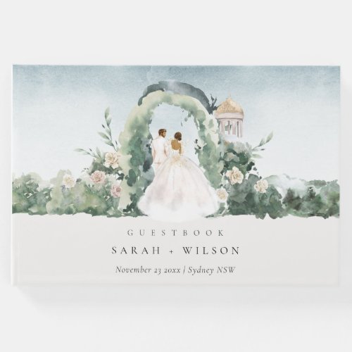 Pastel Couple Floral Garden Arch Botanical Wedding Guest Book