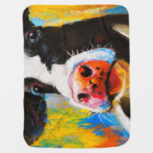 Pastel Cow Portrait Modern Painting Baby Blanket