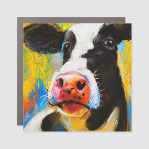 Pastel Cow Portrait Modern Painting Car Magnet