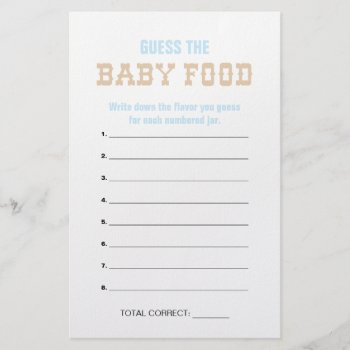 Pastel Cowboy Guess The Baby Food Shower Games Flyer by CharlotteGBoutique at Zazzle
