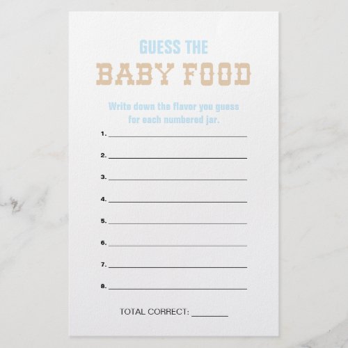 Pastel Cowboy Guess the Baby Food Shower Games Flyer
