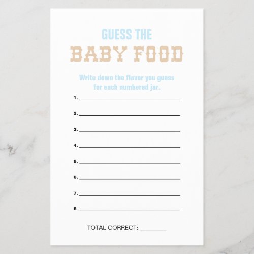 Pastel Cowboy Guess the Baby Food Shower Games Flyer
