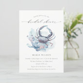 Pastel Crab Coral Nautical Bridal Shower Invite (Standing Front)